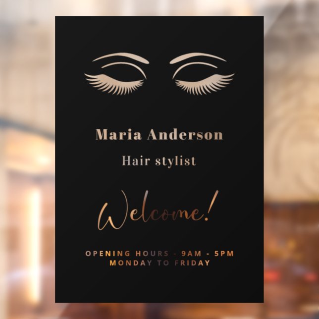 Makeup artist opening hours welcome black window cling (Sheet 2)