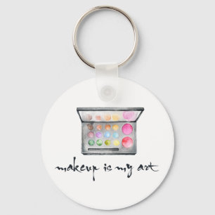 Makeup Artist Palette - "Makeup Is My Art" Quote Keychain
