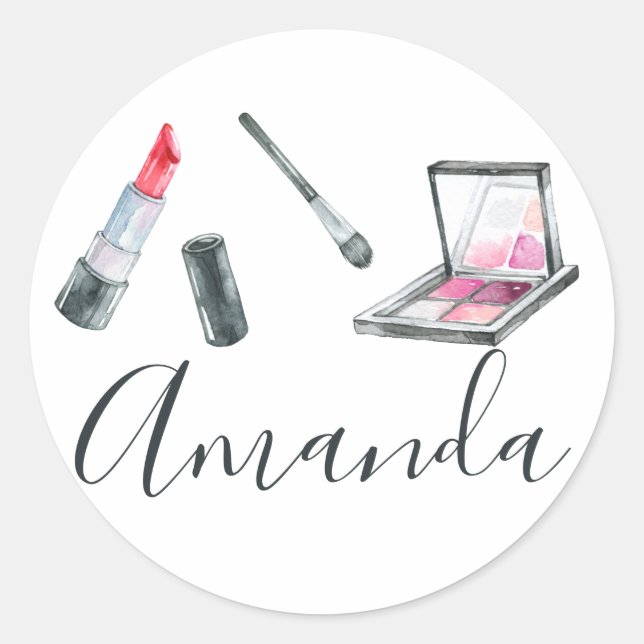 Makeup Artist Personalized Custom Art Classic Round Sticker (Front)