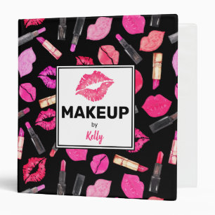 Makeup Artist Personalized Watercolor Lipstick 3 R Binder