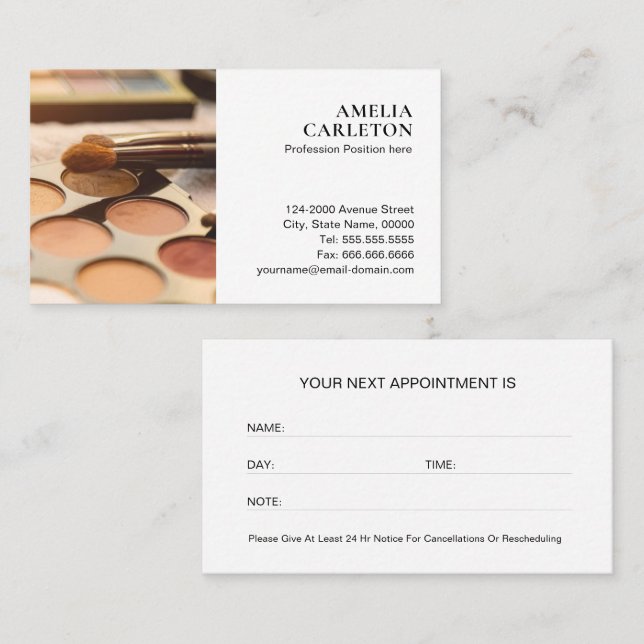 Makeup Artist Photo Appointment Card (Front/Back)
