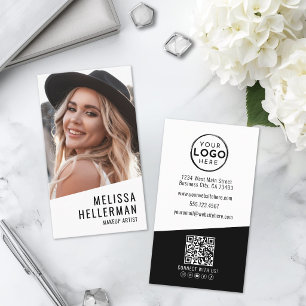 Makeup Artist Photo Logo Vertical Business Card