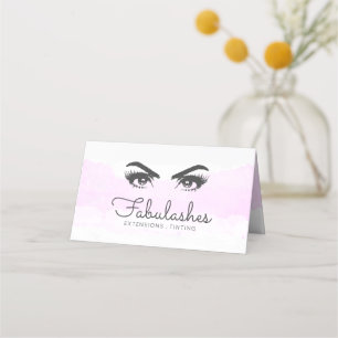 Makeup Artist Pink Blush Brows Lashes Watercolor Loyalty Card
