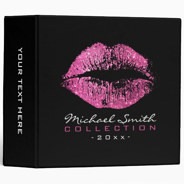 Makeup Artist Pink Glitter Lips Binder (Front/Spine)