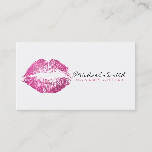 Makeup Artist Pink Lips #2 Business Card (Front)