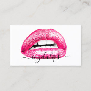 Makeup Artist Pink Lips modern Business Card
