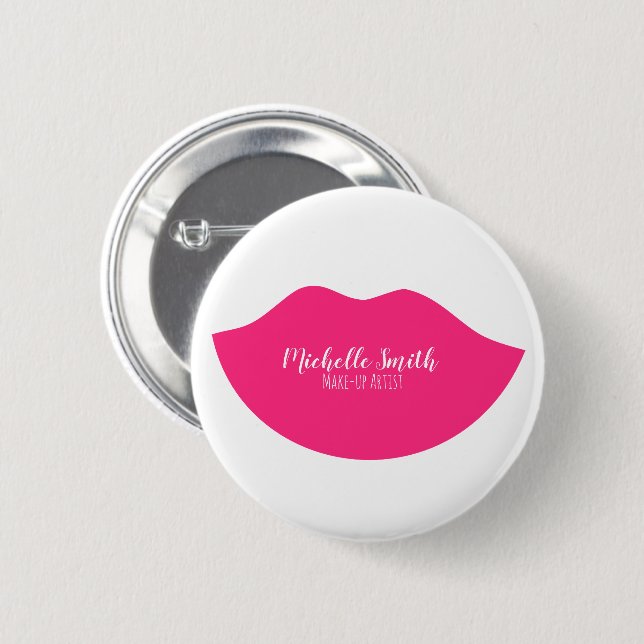 Makeup Artist Pink Lips Modern Chic Beauty Salon  2 Inch Round Button (Front & Back)