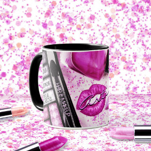 Makeup Artist Pink Lipstick Kiss Beauty Salon Mug