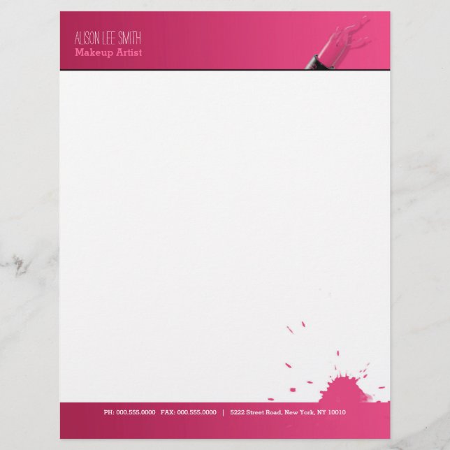 Makeup Artist/Pink Lipstick Letterhead (Front)