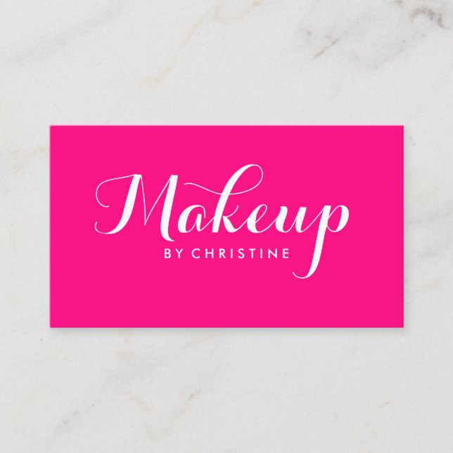 Makeup Artist Pink Minimalist Business Card (Front)
