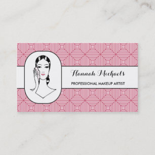 Makeup Artist Pink Powder Puff Woman Appointment Card