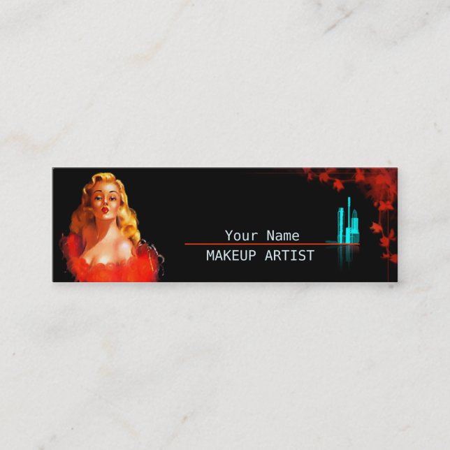 MakeUp Artist - profilecard Mini Business Card (Front)