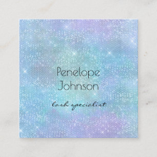 Makeup Artist Purple and Blue Shiny Elegant Square Business Card