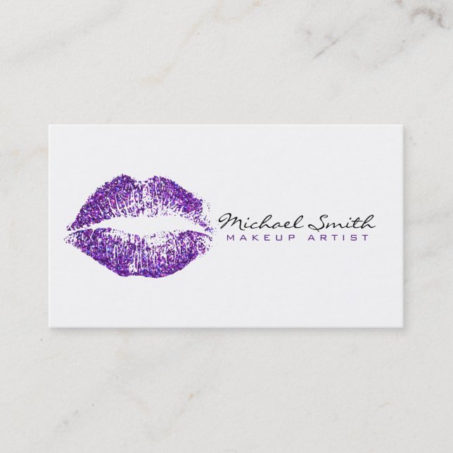 Makeup Artist Purple Lips #2 Business Card (Front)