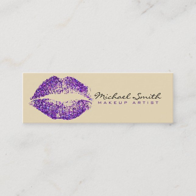 Makeup Artist Purple Lips #3 Mini Business Card (Front)