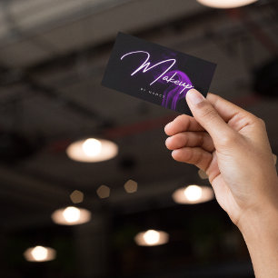 Makeup Artist Purple Smoke Neon   Business Card