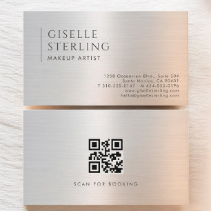 Makeup Artist QR Code Brushed Metal Business Card