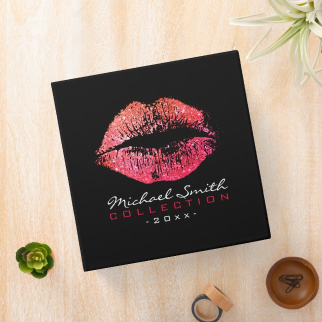 Makeup Artist Red Glitter Lips Binder (In Situ)