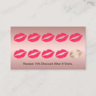 Makeup Artist Red Lips Rose Gold Loyalty Punch Card