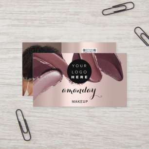 Makeup Artist Red Lipstick Photo QR Code  Gloss Business Card