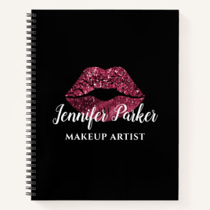 MAKEUP ARTIST Red Logo Kiss Name  Notebook
