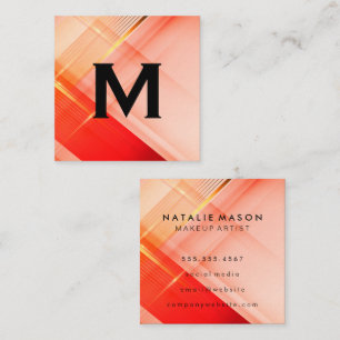 Makeup Artist  Red Pink Gold Background Square Business Card
