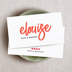 Makeup Artist Red Script Business Card