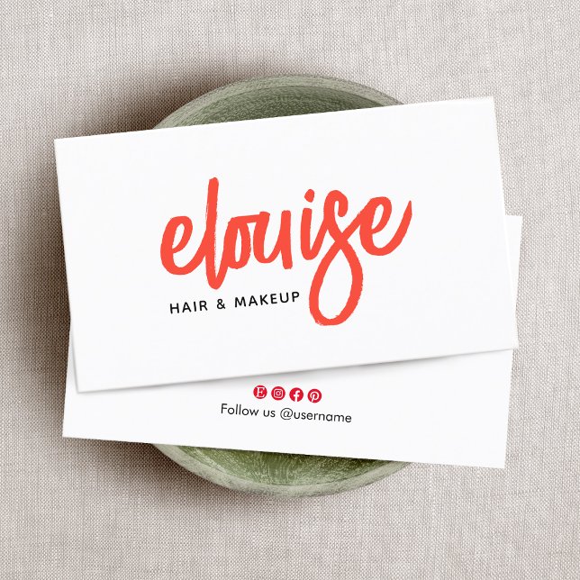 Makeup Artist Red Script Business Card (Creator Uploaded)