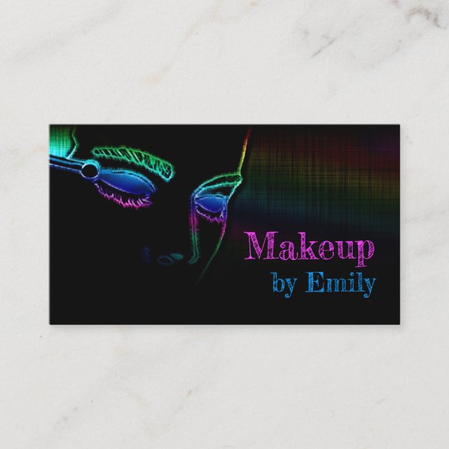 Makeup Artist Retro Black Purple Pink Gradient Business Card (Front)