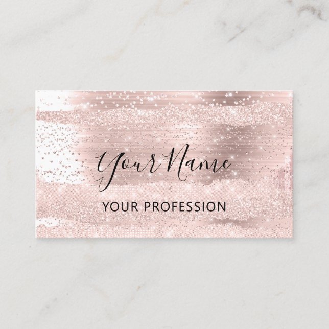 Makeup Artist Rose Cosmetologist Confetti Strokes Business Card (Front)