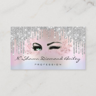 Makeup Artist Rose Drips  Holograph Unicorn Grey Appointment Card