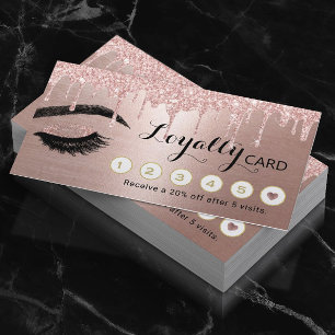 Makeup Artist Rose Gold Drips Beauty Salon Loyalty Card
