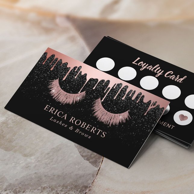 Makeup Artist Rose Gold Eyelash Dripping Loyalty Card (Creator Uploaded)