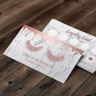 Makeup Artist Rose Gold Eyelash Marble Loyalty Card