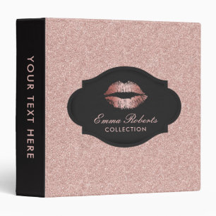 Makeup Artist Rose Gold Glitter Lips Modern Salon Binder