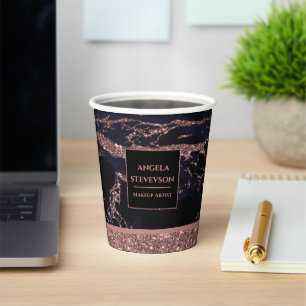Makeup Artist Rose Gold Marble Paper Cup