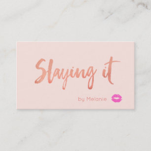 Makeup Artist Rose Gold Slaying It Hot Pink Lips Business Card