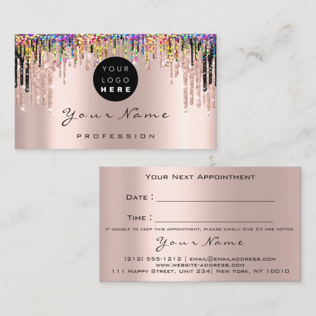 Makeup Artist Rose Holograph Appointment Logo (Front/Back)
