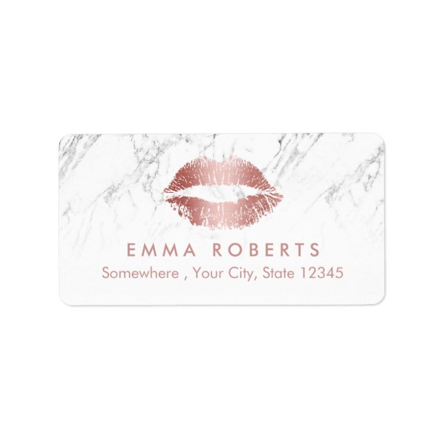 Makeup Artist Rose Rose Gold Lips Salon Marble Label (Front)