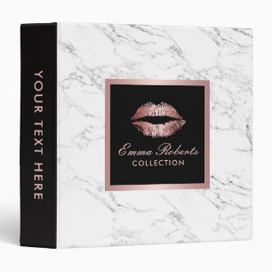 Makeup Artist Salon Rose Gold Lips Elegant Marble Binder