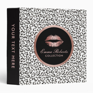 Makeup Artist Salon Rose Gold Lips Modern Leopard Binder