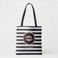 Makeup Artist Salon Rose Gold Lips Modern Stripes