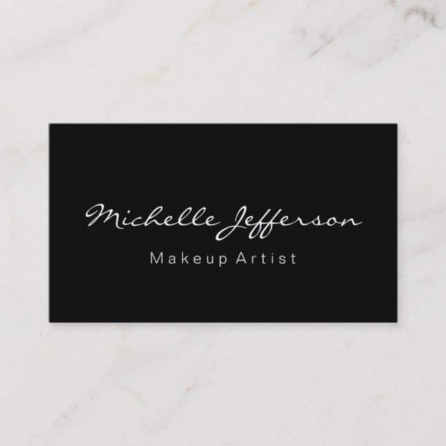 Makeup Artist Script Black Colour Business Card (Front)