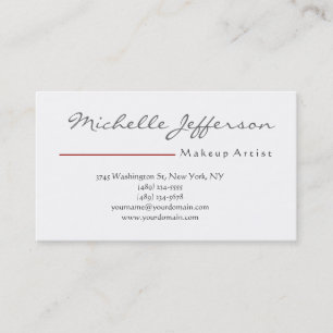 Makeup Artist Script Black White Red Business Card