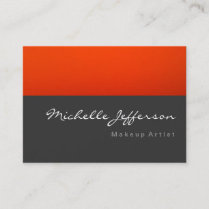 Makeup Artist Script Grey Orange Business Card