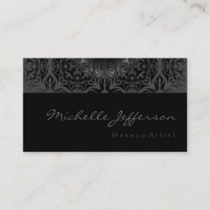 Makeup Artist Script Grey Pattern Business Card