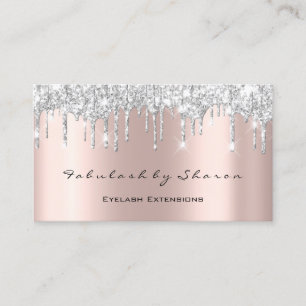Makeup Artist Silver Rose Gold Confetti Drip Grey Business Card