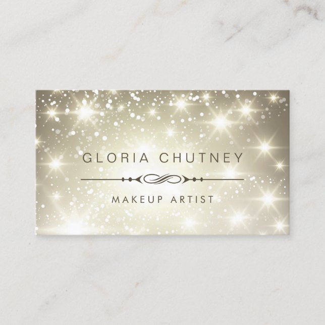 Makeup Artist - Sparkling Bokeh Glitter Business Card (Front)