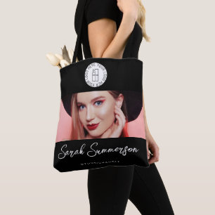 Makeup Artist Studio Black White Logo Photo Tote Bag