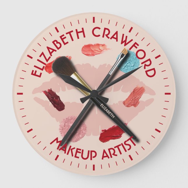 Makeup Artist Stylist Beauty Salon With Your Name Large Clock (Front)